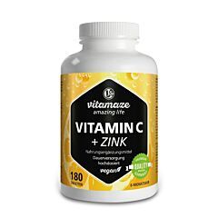 Vitamaze Vitamin C 1000mg hochdosiert +Zink vegan - 180 Stück